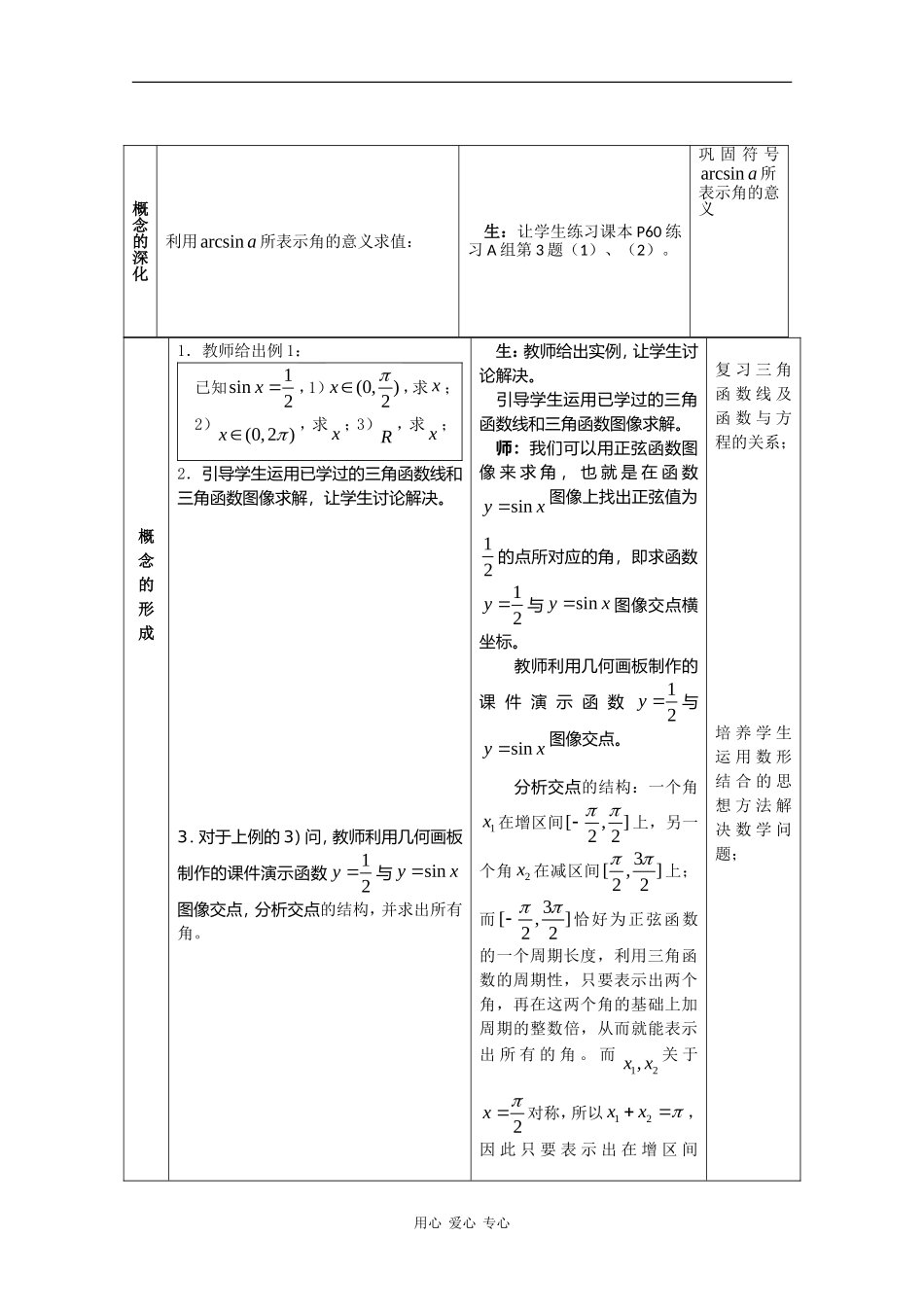 高中数学：1.3.3 已知三角函数值求角 二 教案 新人教B版必修4_第3页