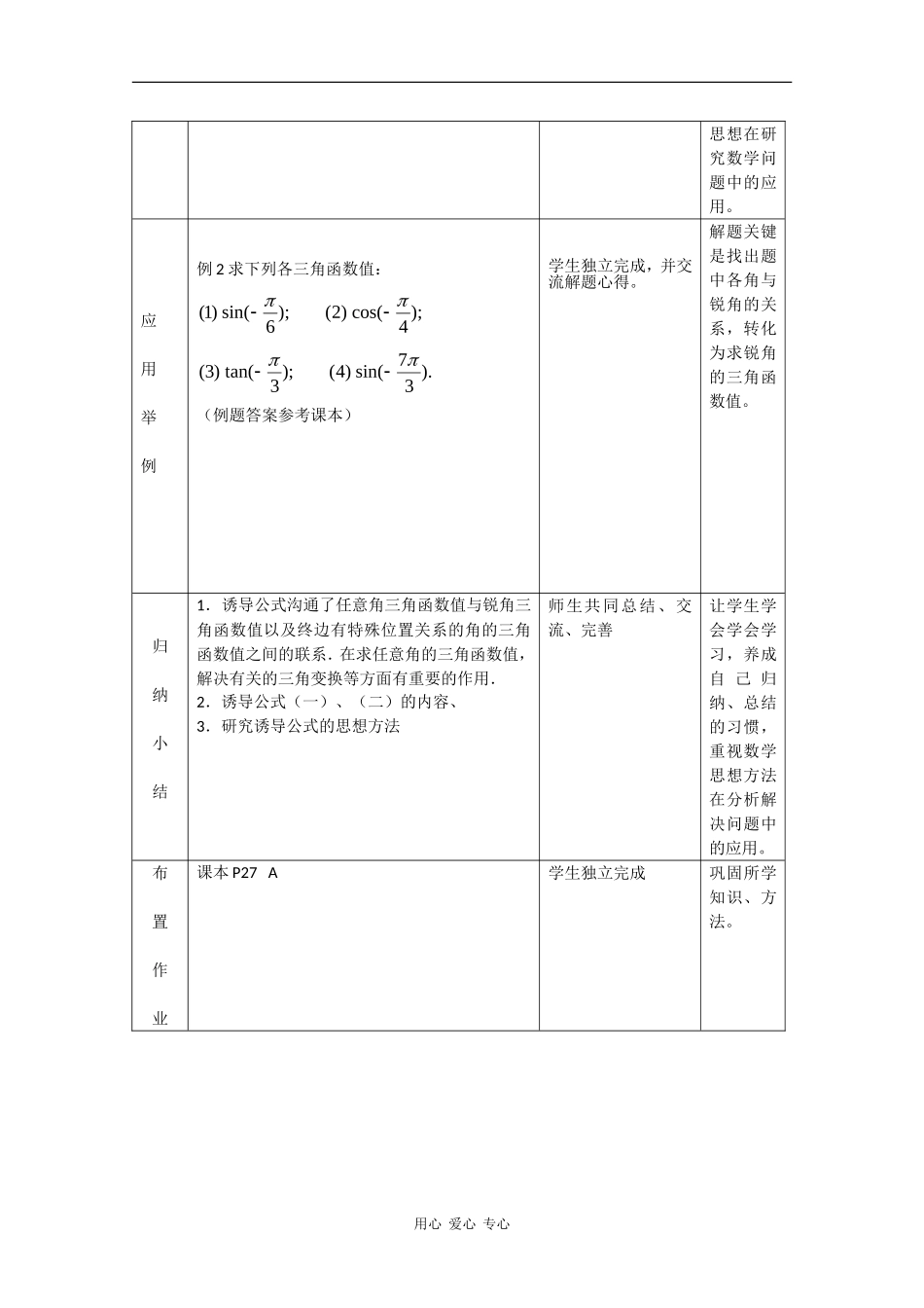 高中数学：1.2.4 诱导公式 教案1 新人教B版必修4_第3页