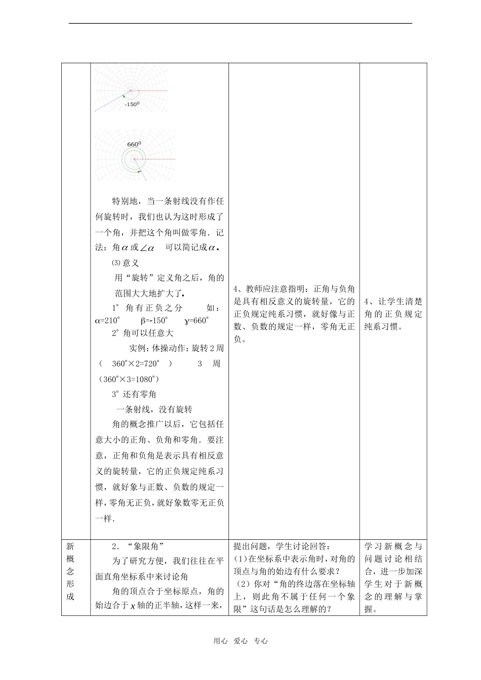 高中数学：1.1.1《角的概念的推广》教案新人教B版必修4_第3页