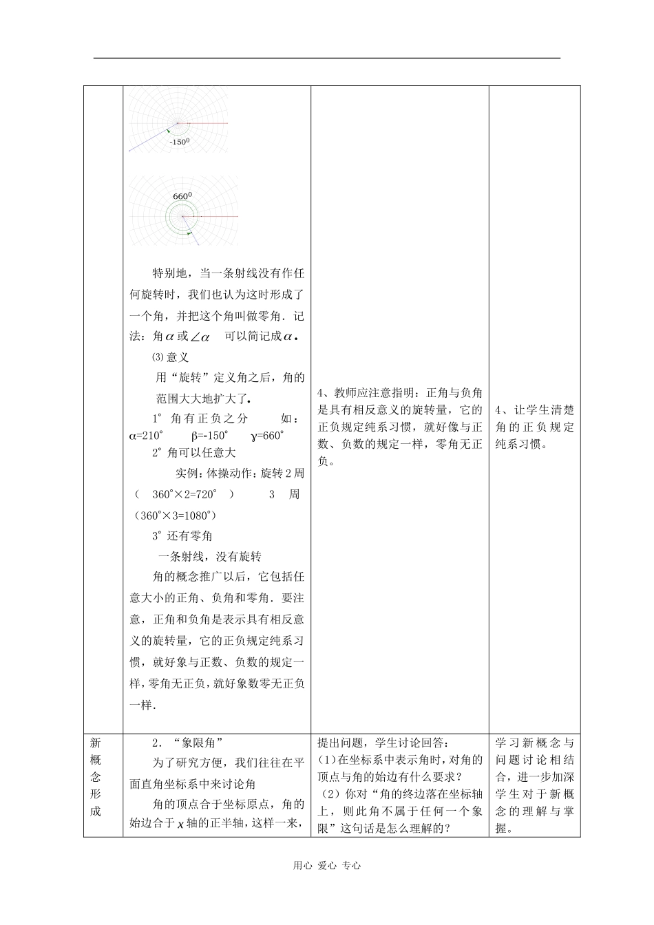 高中数学：1.1.1 角的概念的推广 教案 新人教B版必修4_第3页