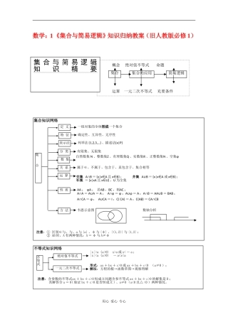 高中数学：1 《集合与简易逻辑》知识归纳教案（旧人教版必修1）