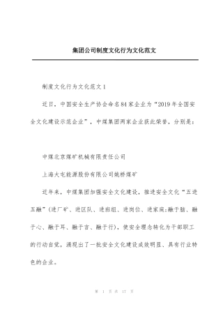 集团公司制度文化行为文化范文
