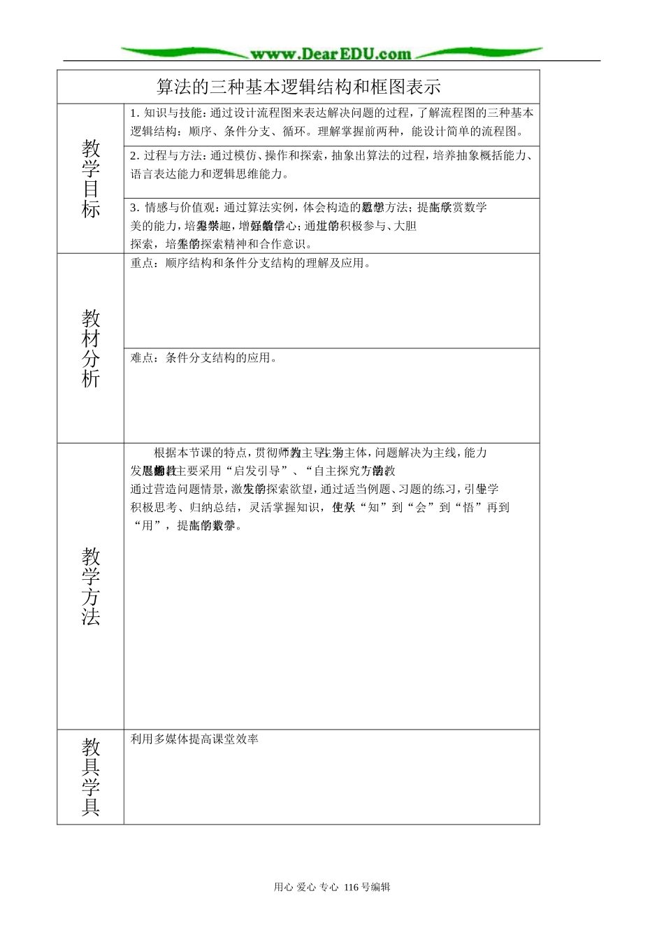 高中数学算法的三种基本逻辑结构和框图表示教案2 新课标 人教版 必修3(B)_第1页