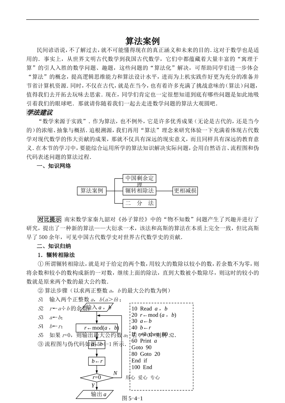 高中数学算法案例苏教版必修三_第1页