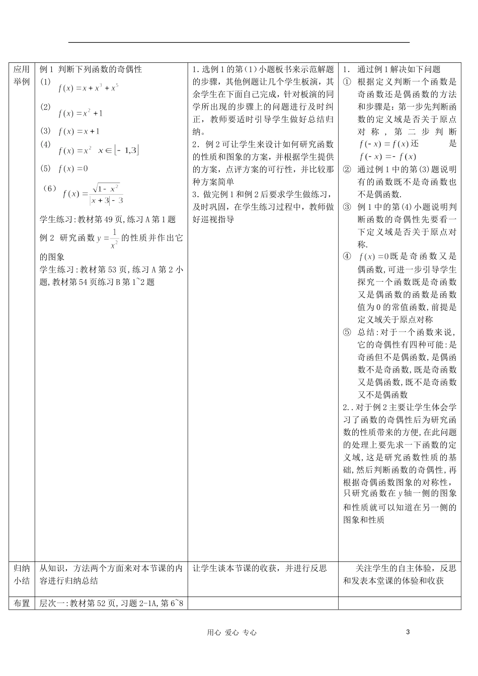 高中数学第四届全国青年教师优秀课观摩大赛 函数奇偶性教案_第3页