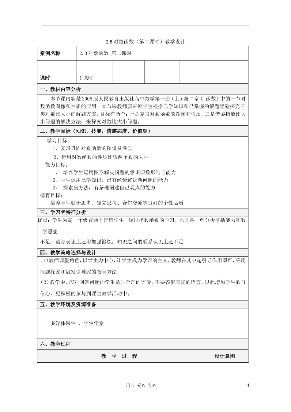 高中数学第五届全国高中青年教师优秀课观摩与评比《对数函数二》教案_第1页