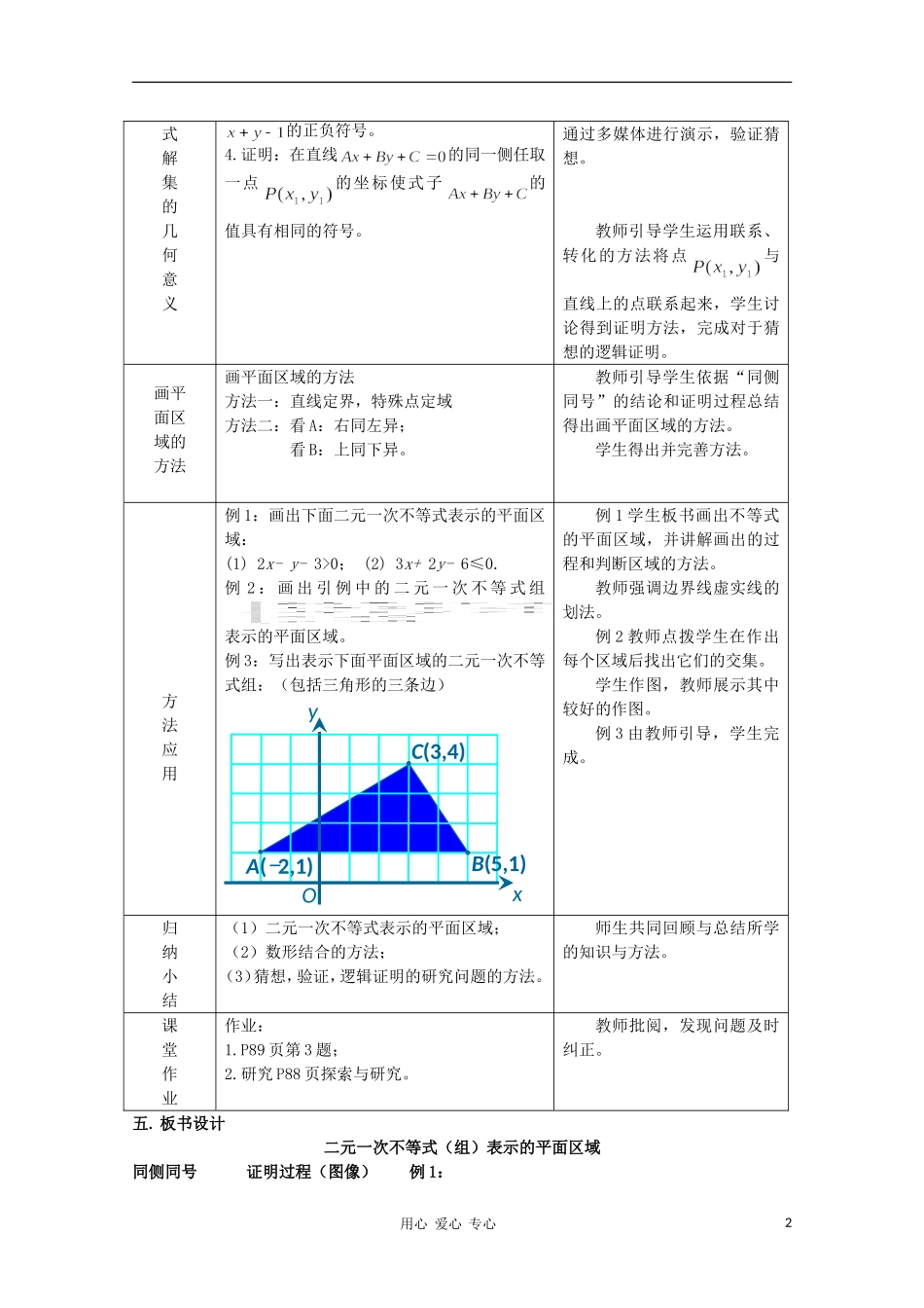 高中数学第五届全国高中青年教师优秀课观摩与评比《二元一次不等式》教案_第2页