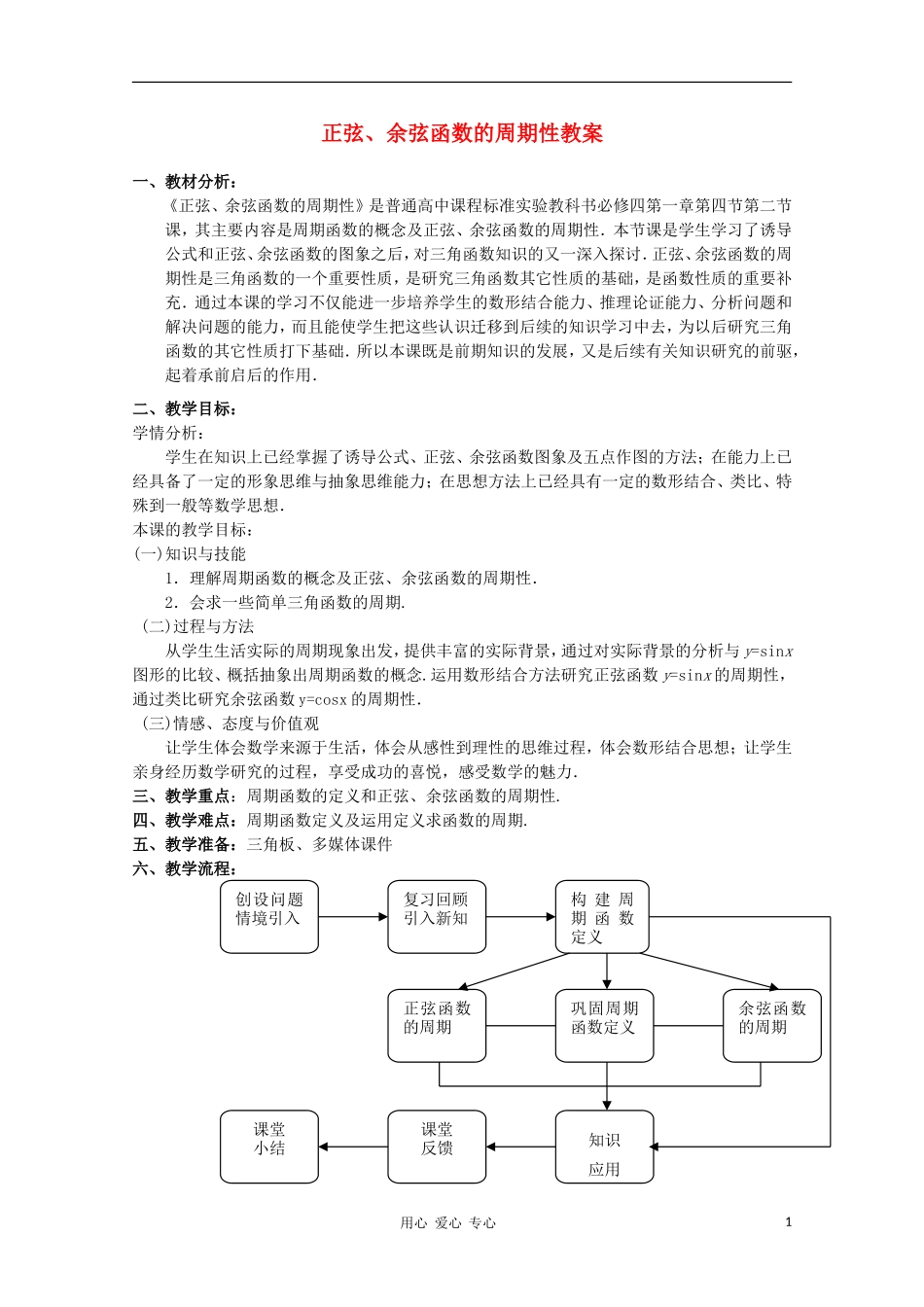 高中数学第五届全国青年教师观摩与评比活动《正弦、余弦函数的周期性》教案及说课_第1页
