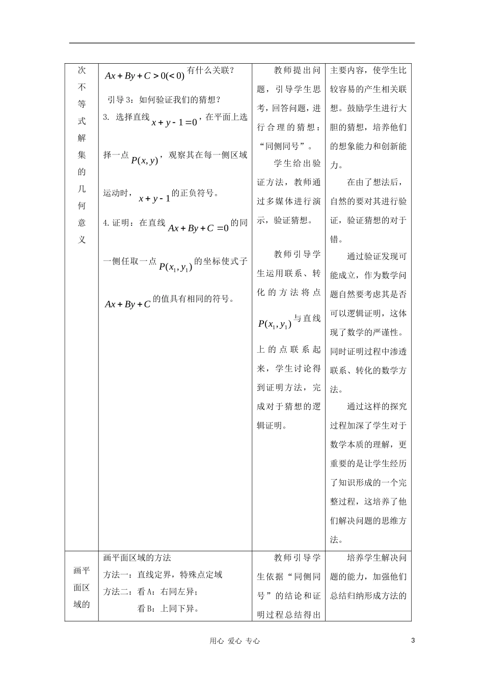 高中数学第五届全国青年教师观摩与评比活动《二元一次不等式》教案说明_第3页