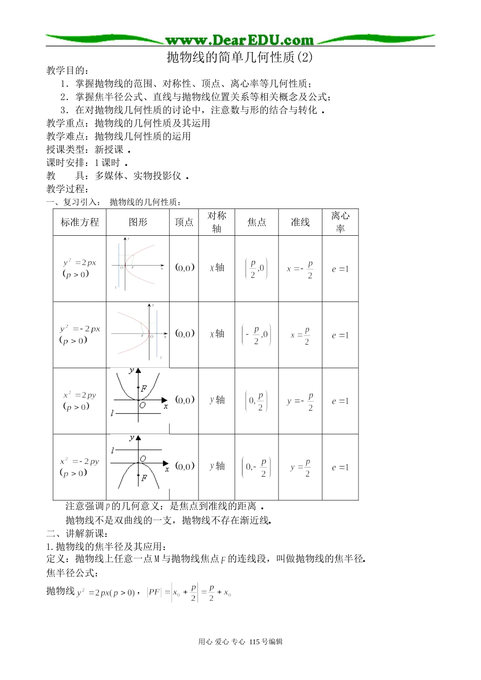 高中数学第二册(上)抛物线的简单几何性质(2)_第1页