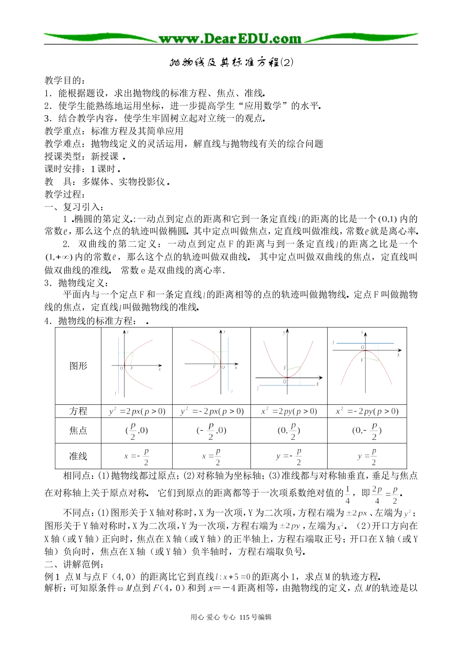 高中数学第二册(上)抛物线及其标准方程(2)_第1页
