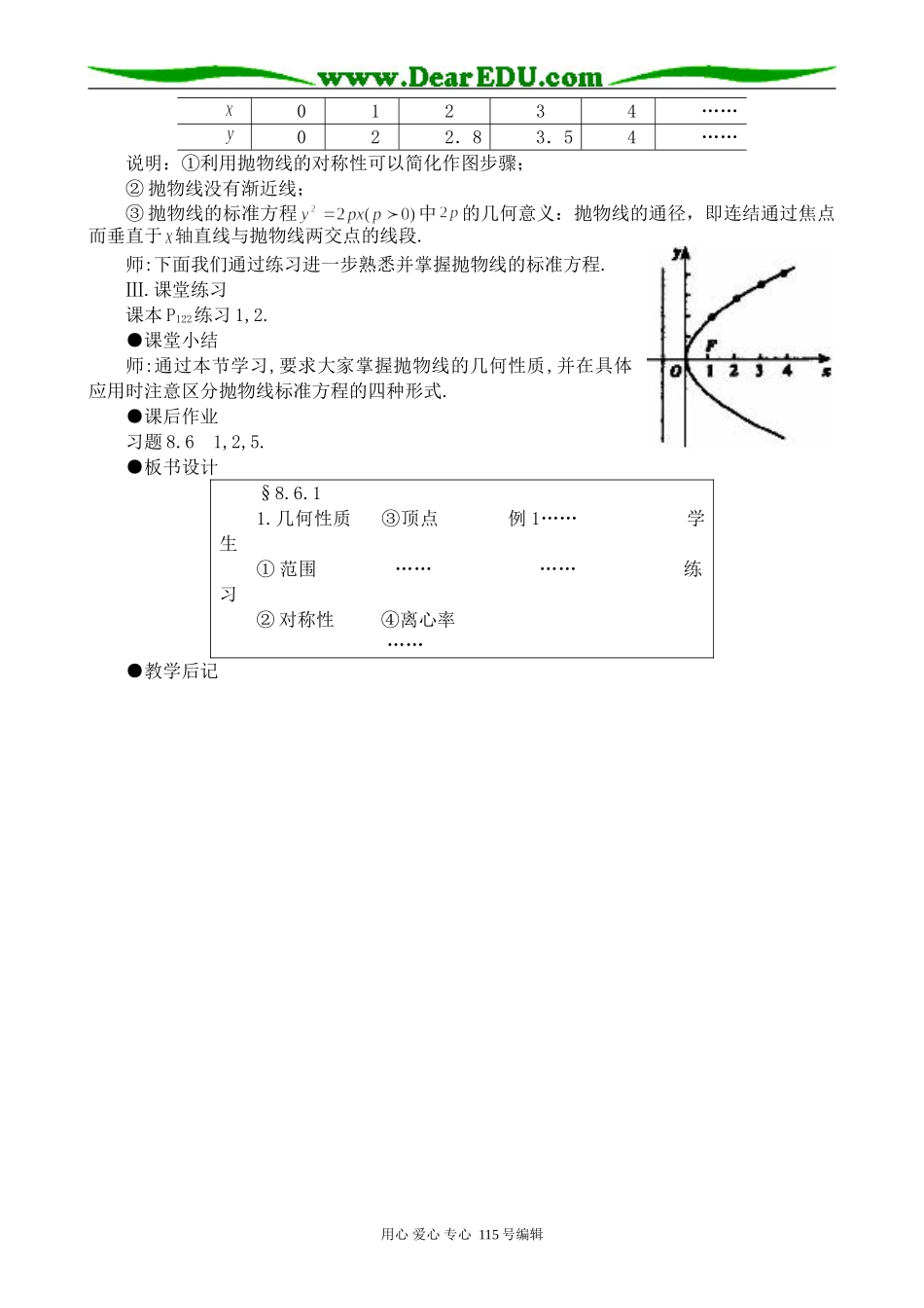 高中数学第二册(上)抛物线的几何性质(一)_第2页
