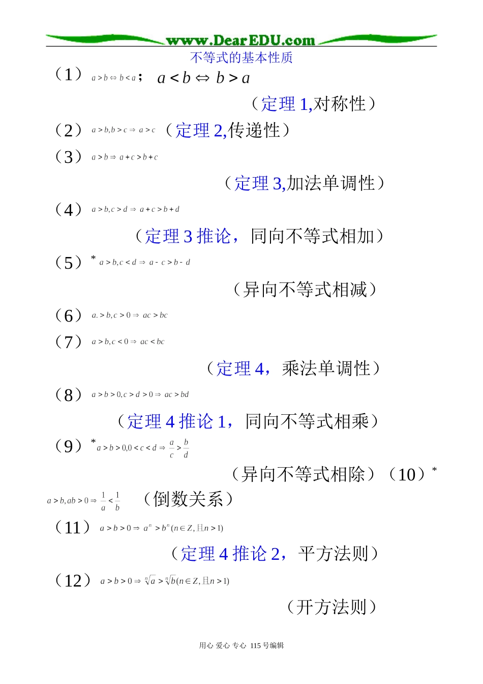 高中数学第二册(上)不等式的基本性质_第1页