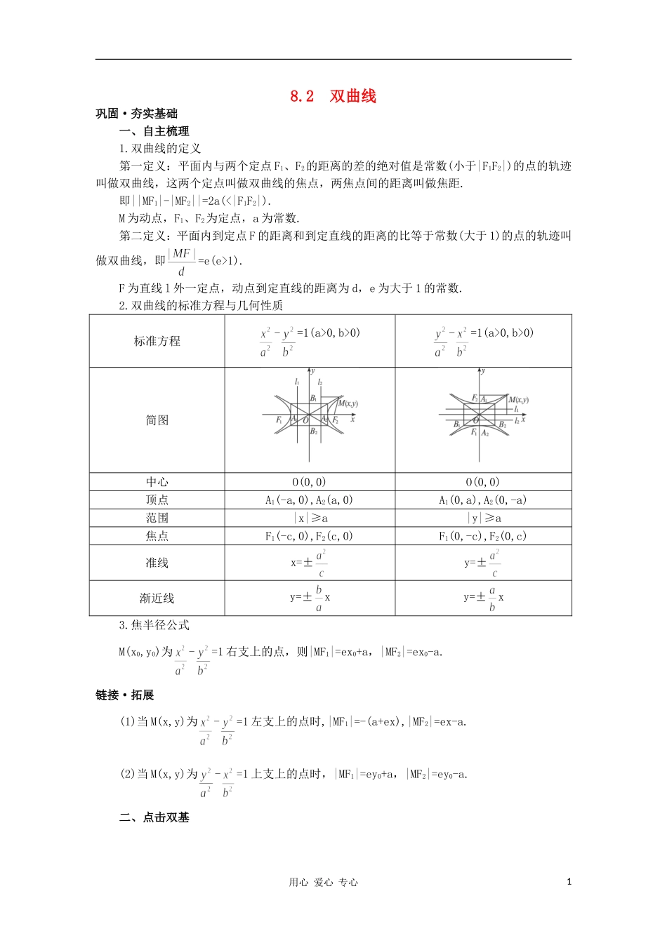 高中数学第一轮总复习 第八章 8.2双曲线教案 新人教A版_第1页