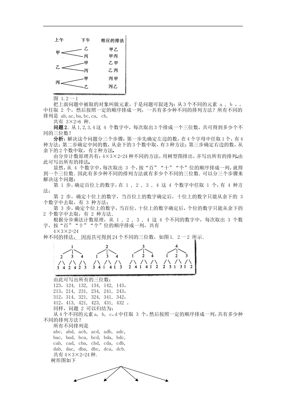 高中数学第一章　计数原理教案  1.2.1排列选修2－3　_第2页