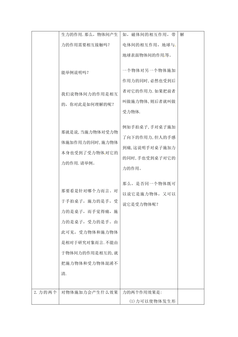 黑龙江省齐齐哈尔市甘南县平阳镇中学八年级物理下册《力和运动》教案 新人教版_第2页