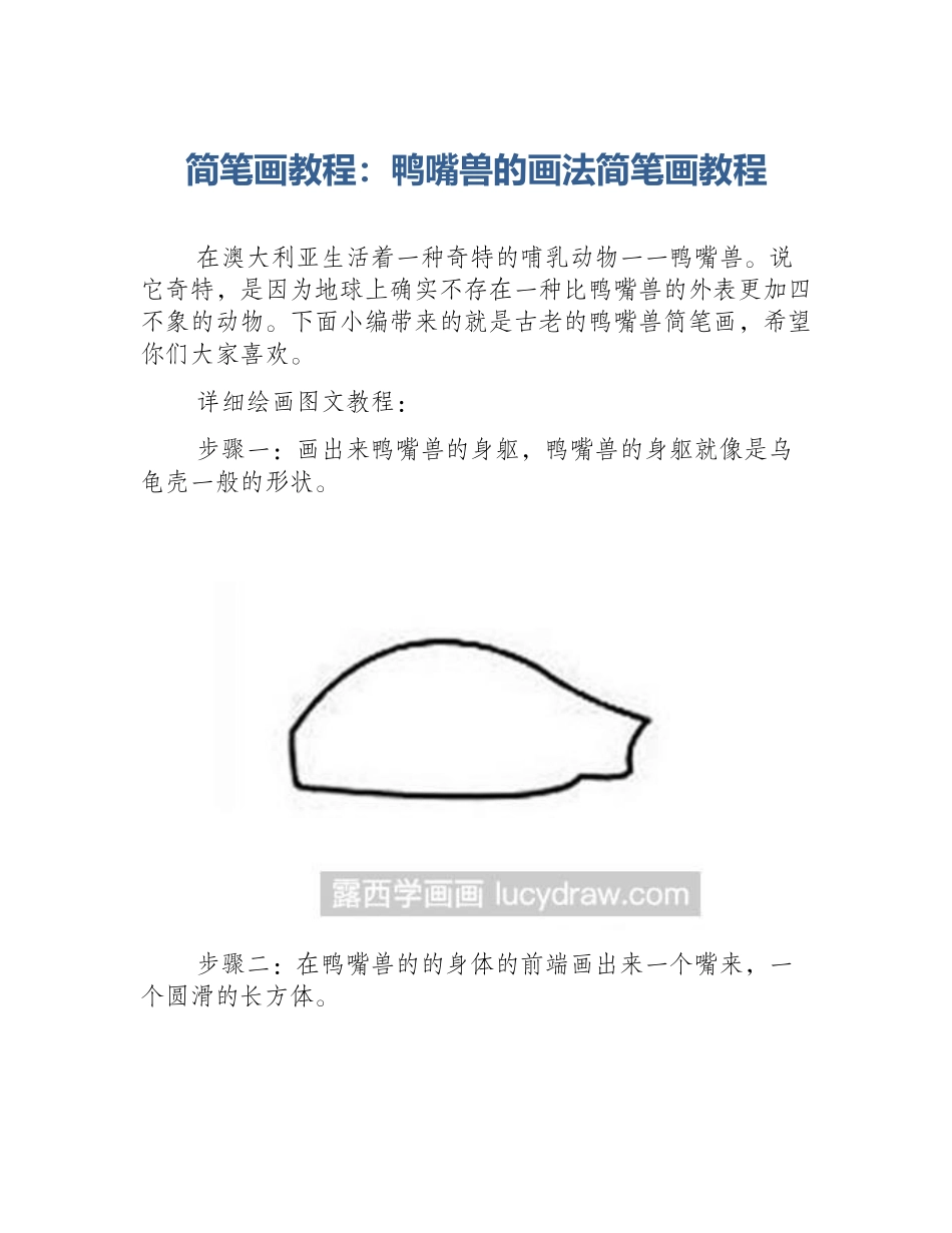 简笔画教程：鸭嘴兽的画法简笔画教程_第1页