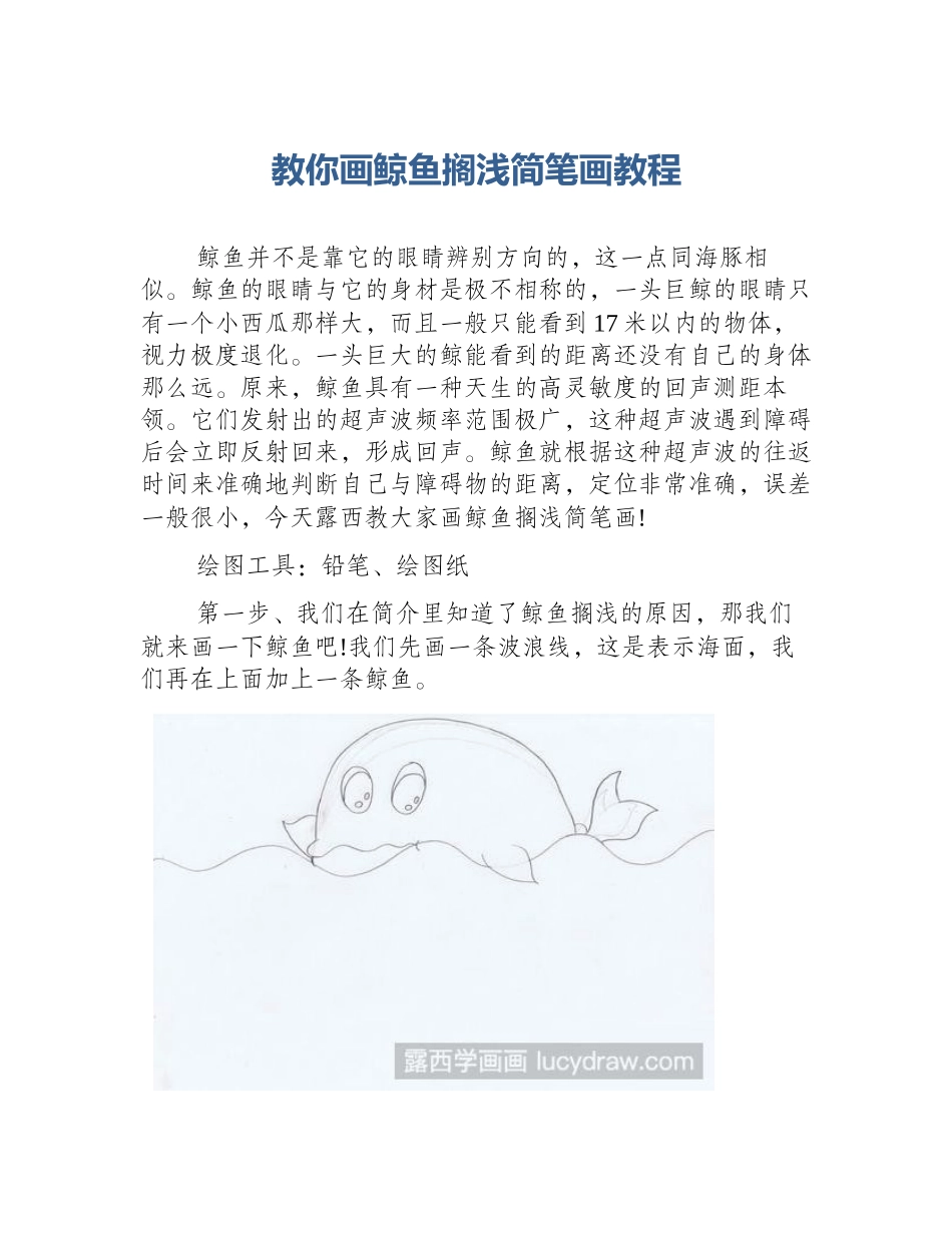 教你画鲸鱼搁浅简笔画教程_第1页
