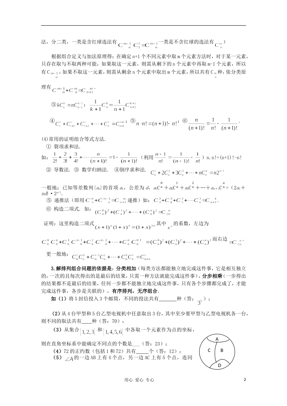 高中数学知识精要 24.排列、组合和二项式定理教案 新人教A版_第2页