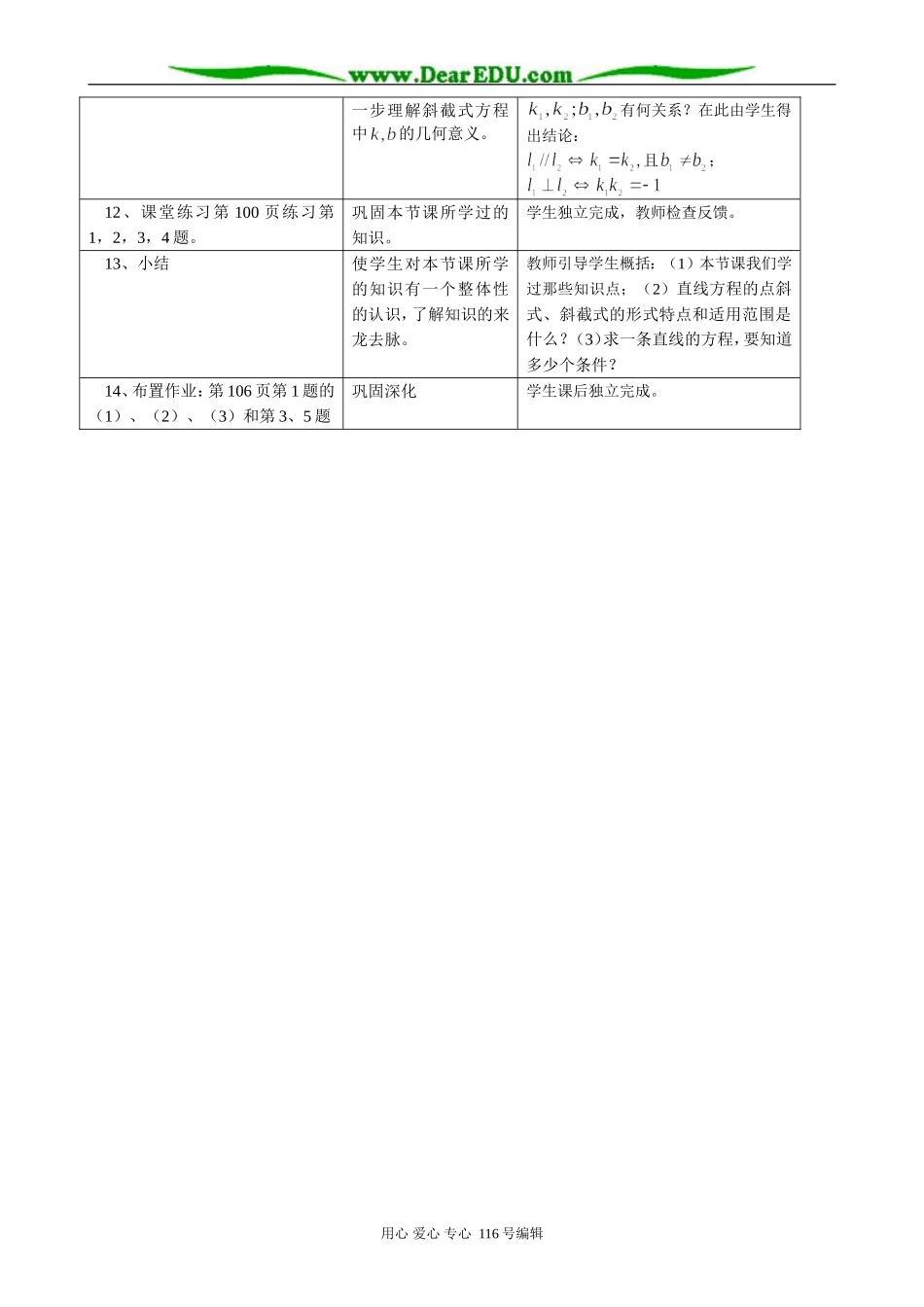高中数学直线的点斜式方程教案 新课标 人教版 必修2(A)_第3页