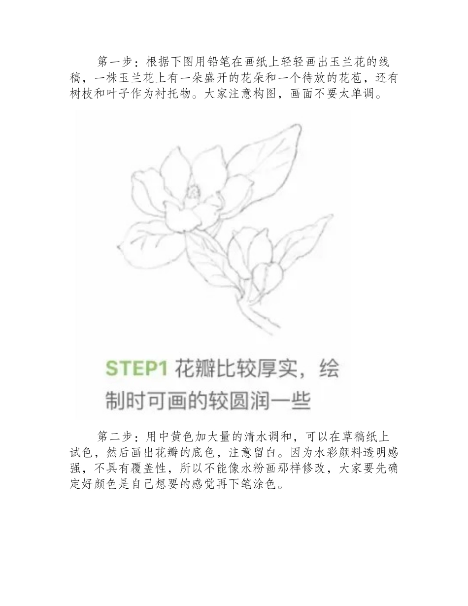 简单的水彩画玉兰花教程水彩画教程_第2页