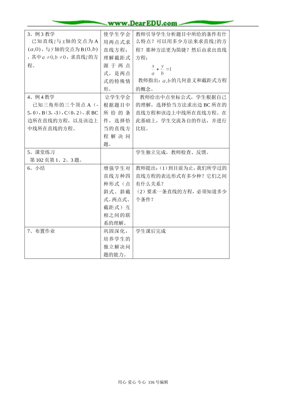高中数学直线的两点式方程教案 新课标 人教版 必修2(A)_第2页