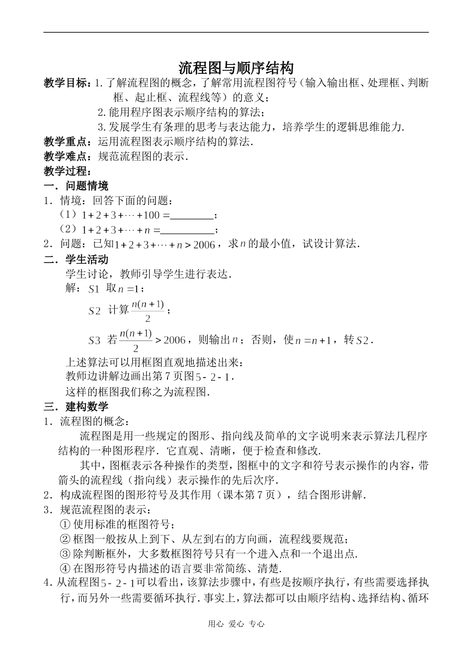 高中数学流程图与顺序结构苏教版必修三_第1页