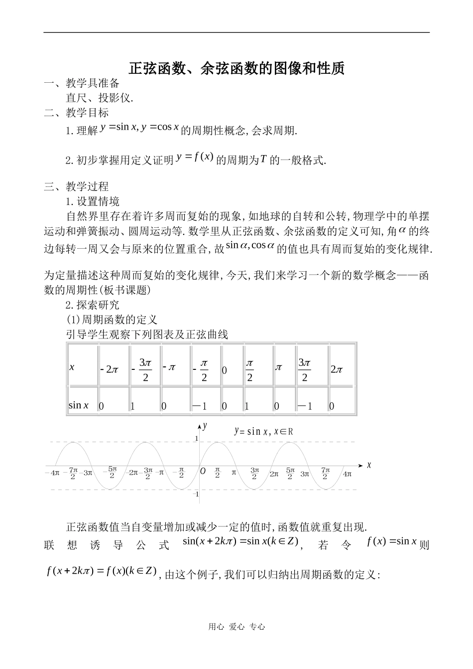 高中数学正弦函数、余弦函数的图像和性质旧人教高中必修第一册(下)_第1页
