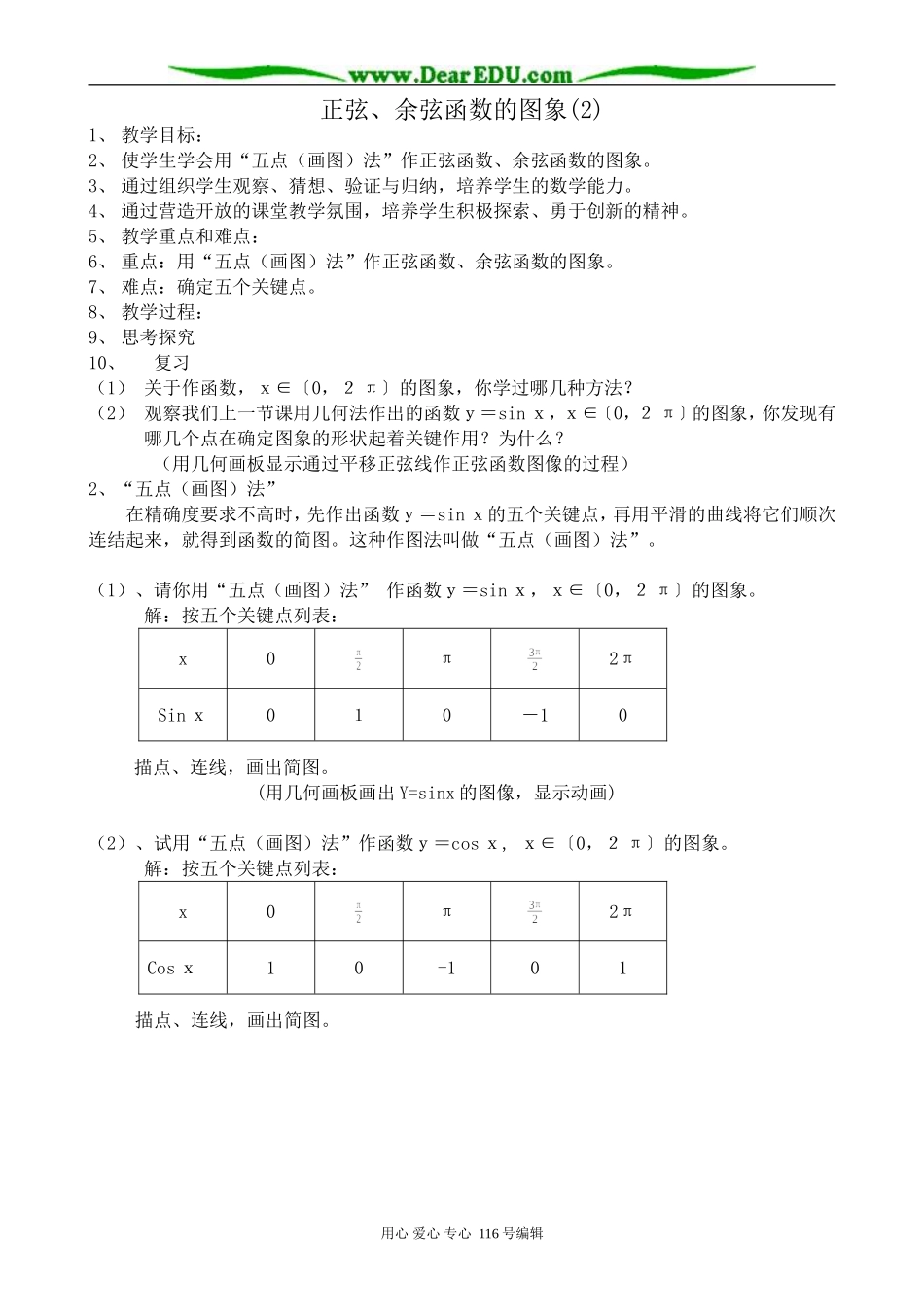 高中数学正弦、余弦函数的图象(2)_第1页