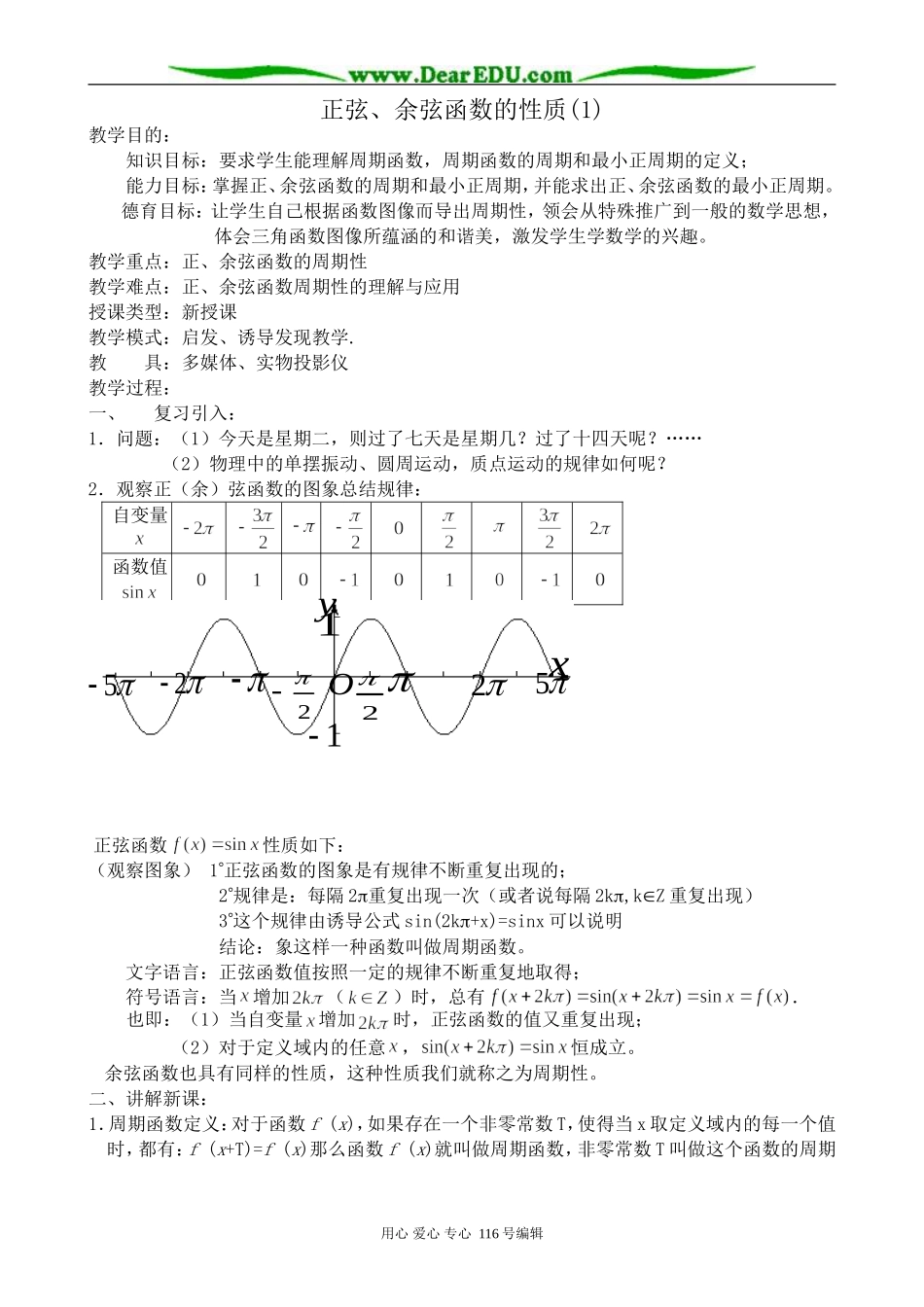 高中数学正弦、余弦函数的性质(1)_第1页