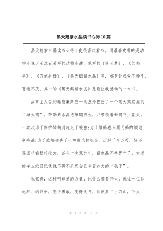 黑天鹅紫水晶读书心得10篇
