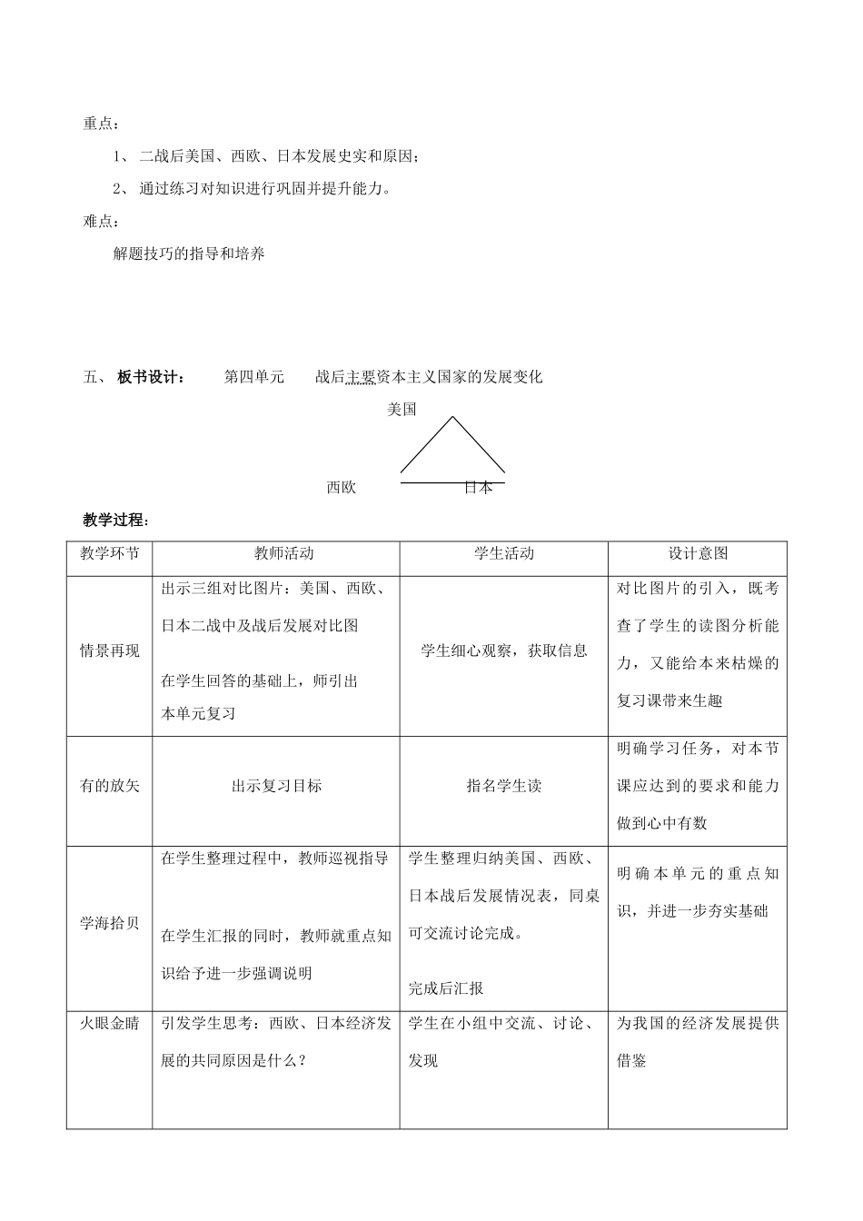 福建省龙岩小池中学2015届中考历史一轮复习 九下 第四单元 战后主要资本主义国家的发展变化复习教案 新人教版_第2页