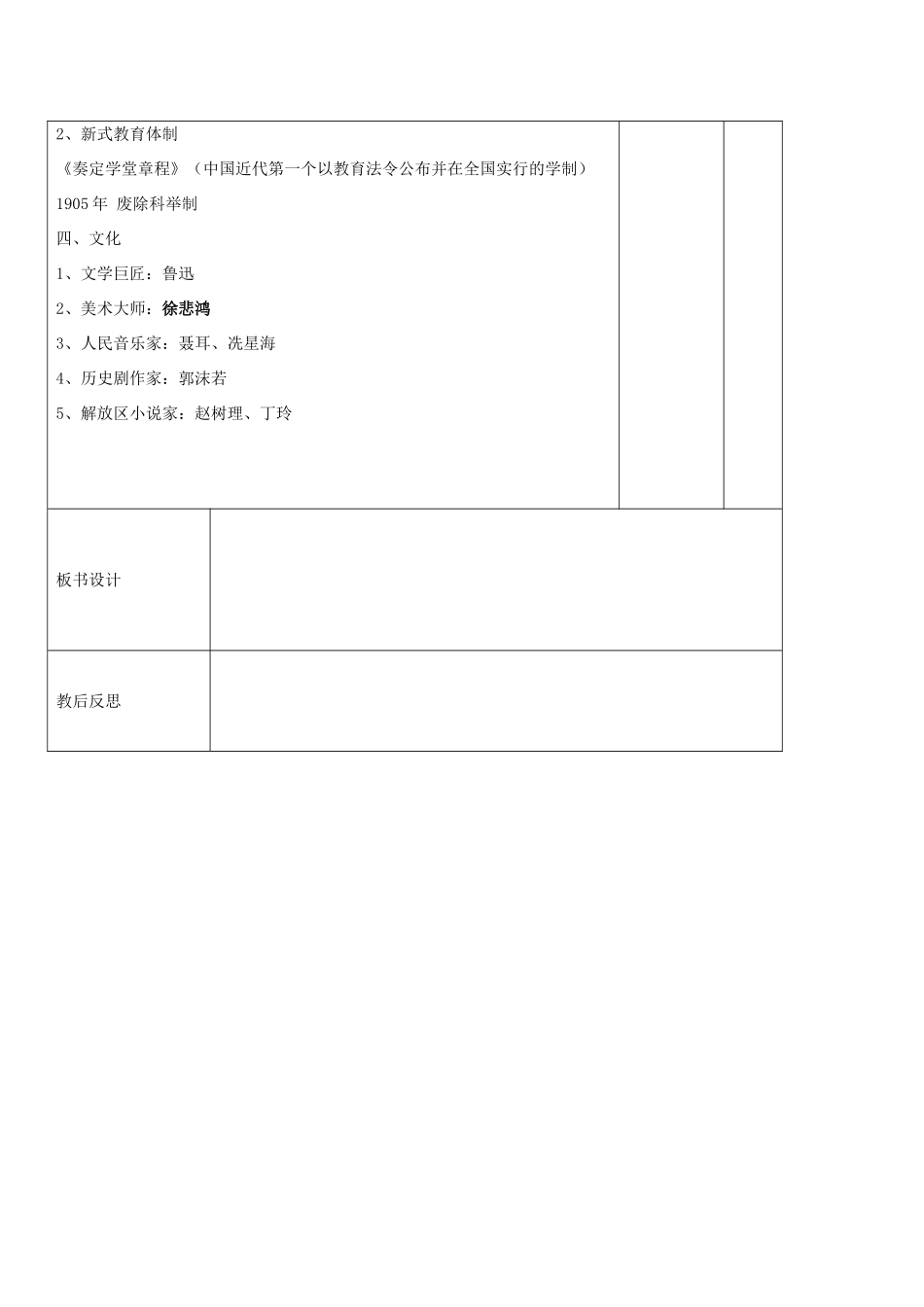福建省龙岩小池中学2015届中考历史一轮复习 八上 第七单元 中国近代科技思想文化教案 新人教版_第2页
