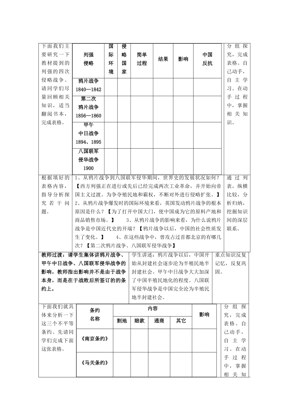 福建省龙岩小池中学2015届中考历史一轮复习 八上 第一单元 侵略与反抗教案 新人教版_第3页