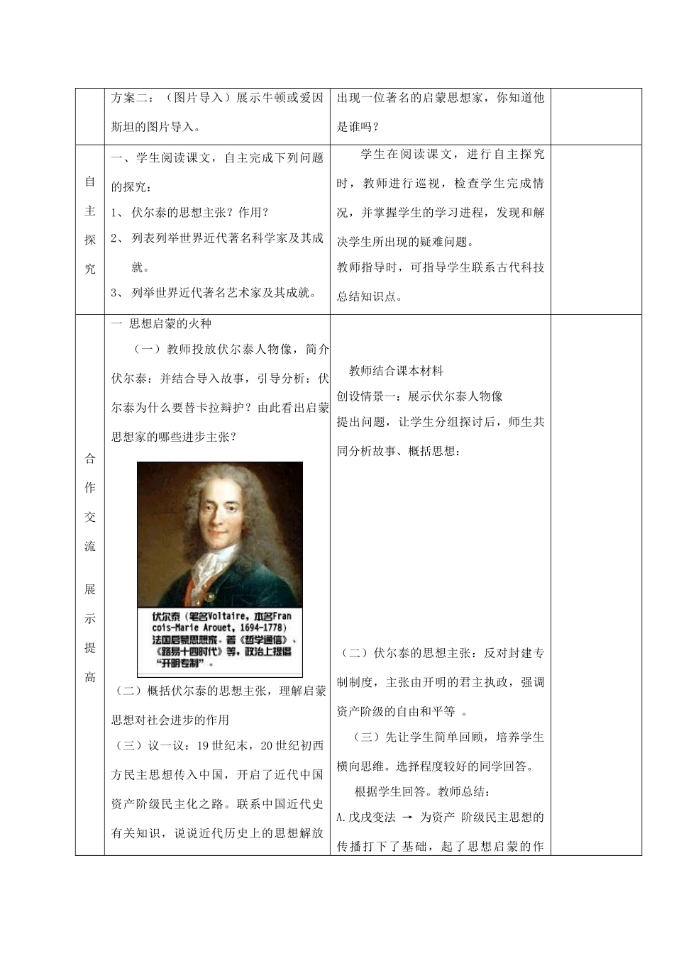 福建省龙岩小池中学2015届中考历史一轮复习 九上 第八单元 璀璨的近代文化教案 新人教版_第2页