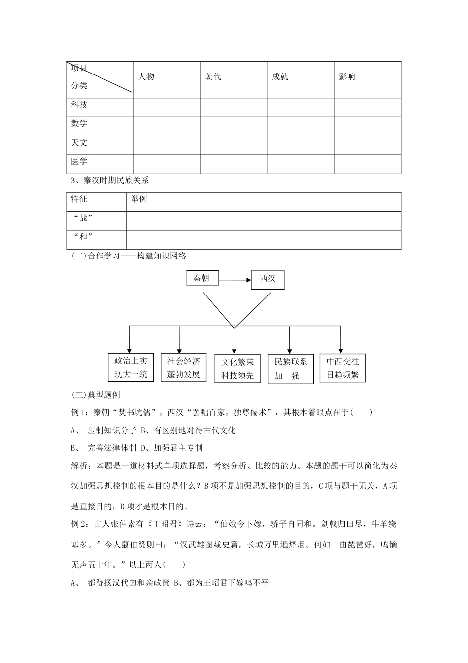 福建省龙岩小池中学2015届中考历史一轮复习 七上 第三单元 统一国家的建立复习教案 新人教版_第2页
