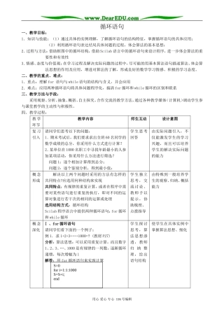 高中数学循环语句教案1 新课标 人教版 必修3(B)
