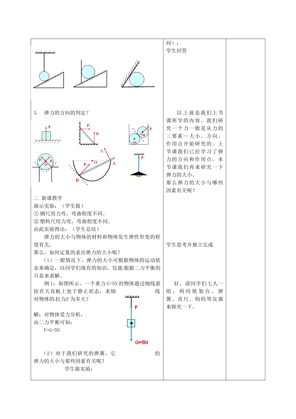 甘肃省武威第十一中学八年级物理下册《第七章 第2节 弹力》教案1 （新版）新人教版_第2页