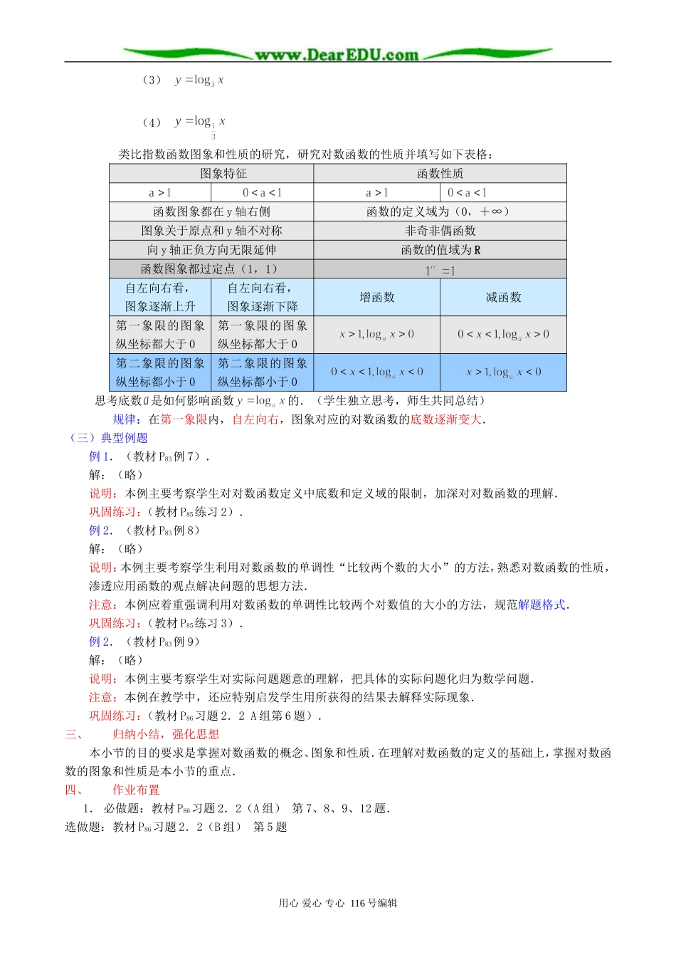 高中数学对数函数教案(第一课时)新课标 人教版 必修1(A)_第2页
