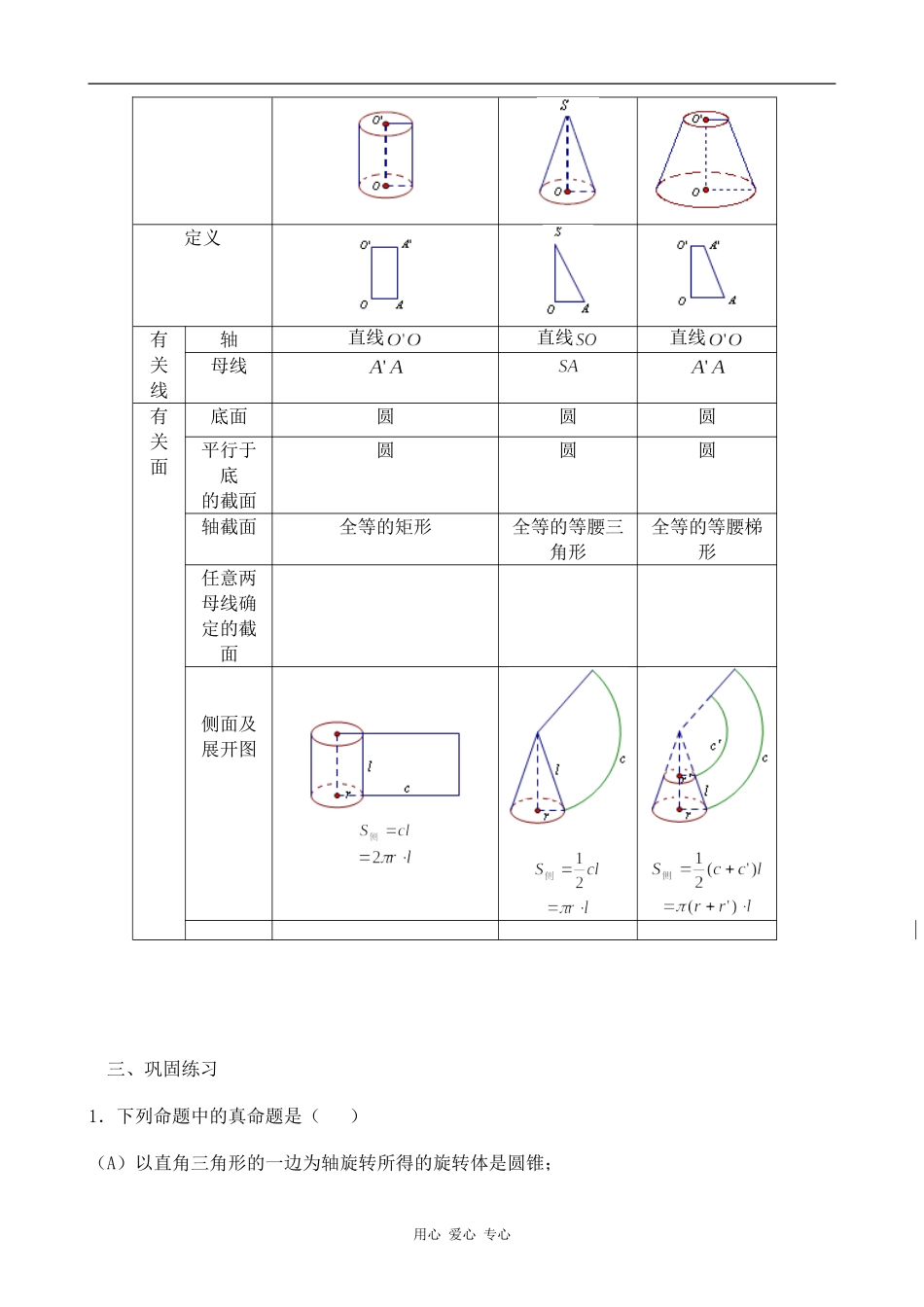 高中数学圆柱、圆锥、圆台和球(一)人教版必修2B_第2页