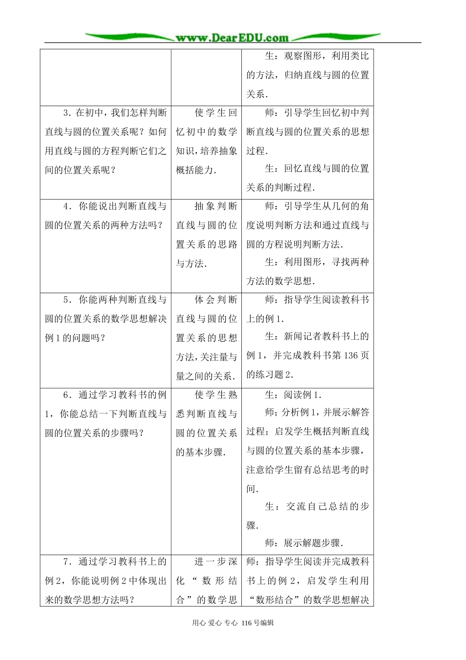 高中数学圆与圆的位置关系教案(1)新课标 人教版 必修2(A)_第2页