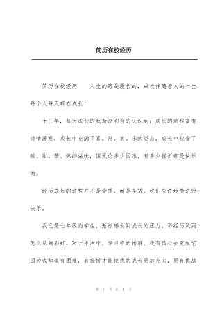 简历在校经历