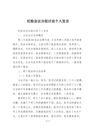 纪检会议分组讨论个人发言