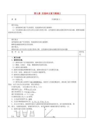 海南省万宁市思源实验学校八年级物理下册 第九章 压强单元复习教案2 新人教版