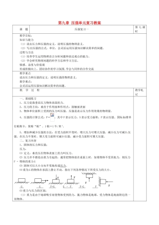 海南省万宁市思源实验学校八年级物理下册 第九章 压强单元复习教案1 新人教版