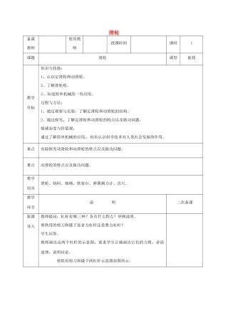 河北省邯郸市肥乡区八年级物理下册 11.2滑轮教案 （新版）教科版-（新版）教科版初中八年级下册物理教案