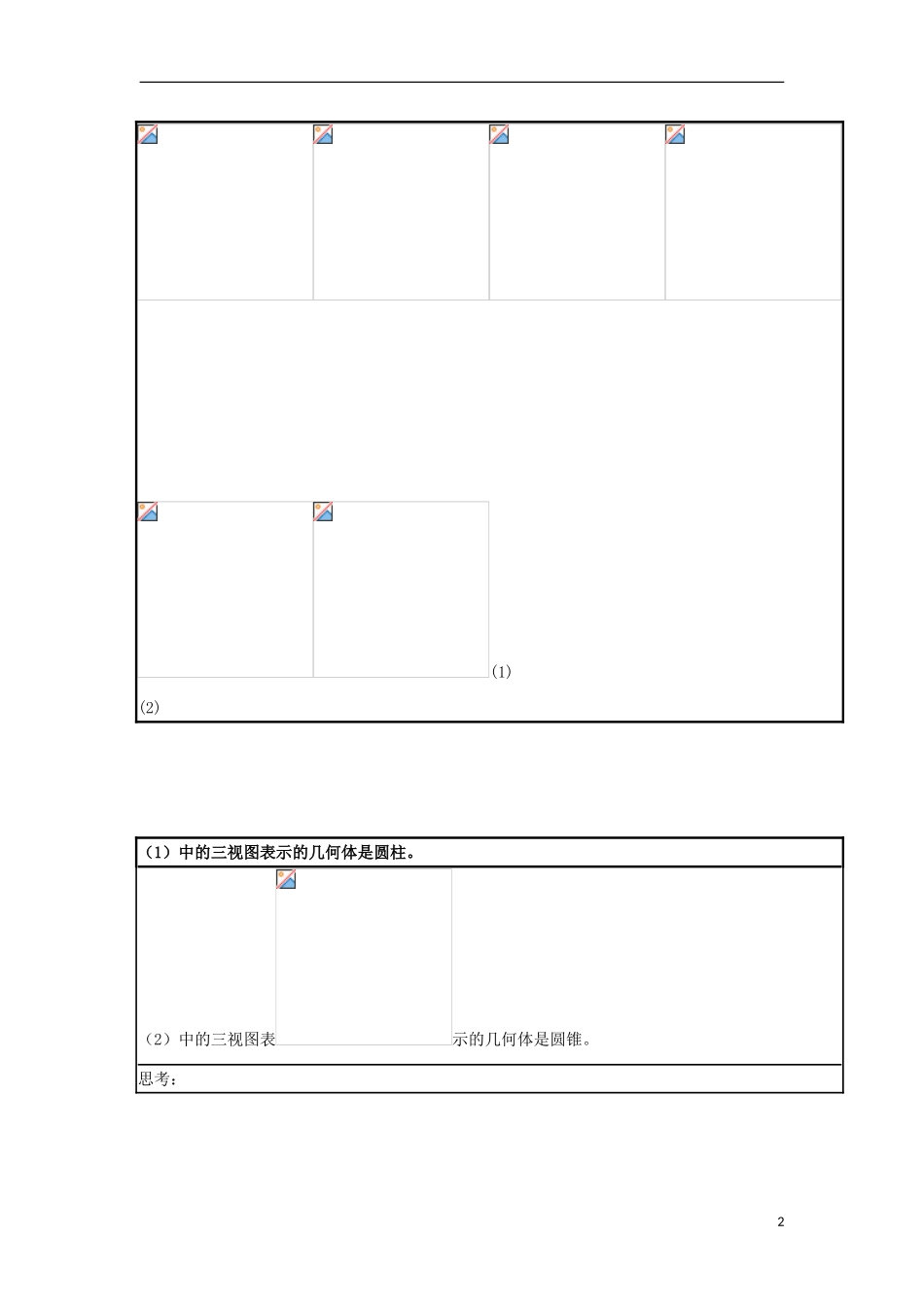 高中数学下学期第15周教学设计（空间几何体的三视图）-人教版高中全册数学教案_第2页