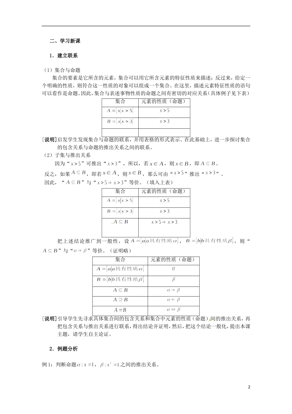高中数学上册 1.6《子集与推出关系》教案（1） 沪教版_第2页