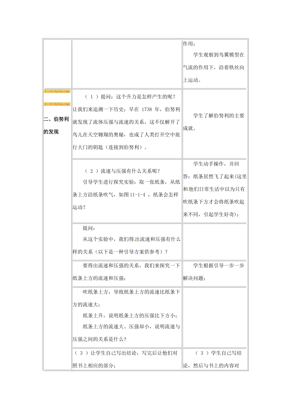 河北省承德县三沟初级中学八年级物理下册 第十一章 流体的力现象 一、在流体中的运动教案 教科版_第2页