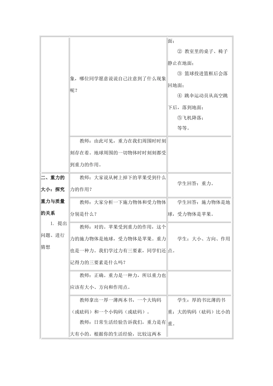 河北省承德县三沟初级中学八年级物理下册 四、重力教案 教科版_第3页